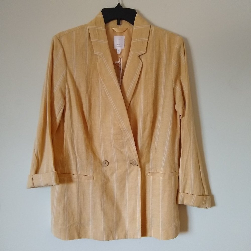 LC LAUREN CONRAD PINSTRIPE LINEN BLAZER. NWT